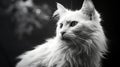 Happy, contented and cute cat, white and fluffy. Royalty Free Stock Photo