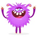 Happy cartoon monster. Halloween vector illustration of funny monster creature Royalty Free Stock Photo