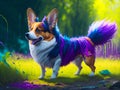 Corgi dog got dirty in paints, in the park. AI generated Royalty Free Stock Photo