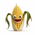 Happy Corn Cartoon. Generative AI