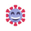 Happy coronavirus emoticon flat icon
