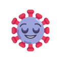 Happy coronavirus emoticon flat icon