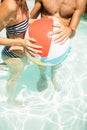 Happy couple with beach ball Royalty Free Stock Photo