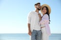 Happy couple at beach. Honeymoon trip Royalty Free Stock Photo