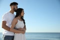 Happy couple at beach. Honeymoon trip Royalty Free Stock Photo