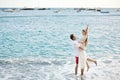 Happy couple on the beach of Positano, Amalfi coast, Italy Royalty Free Stock Photo