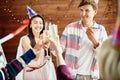 Happy Couple Celebrating Birthday with Friends Royalty Free Stock Photo