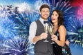 Happy couple with champagne glasses at party Royalty Free Stock Photo