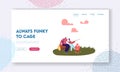 Happy Couple Characters Dating Outdoors on Picnic.Landing Page Template. Love, , People Romantic Relations, Date Meeting