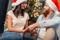 Happy couple at christmastime Royalty Free Stock Photo