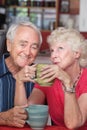 Happy Couple in Coffeehouse Royalty Free Stock Photo