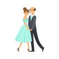 Happy couple dancing ballroom dance colorful character vector Illustration Royalty Free Stock Photo