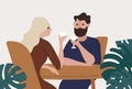 Happy couple drinking cocktails at bar vector flat illustration. Smiling man and woman enjoying meeting surrounded by Royalty Free Stock Photo