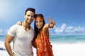 Happy couple embracing on the beach Royalty Free Stock Photo