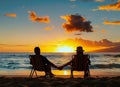 happy couple enjoy luxury sunset on the beach during summer vacations Royalty Free Stock Photo