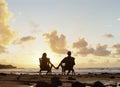 happy couple enjoy luxury sunset on the beach during summer vacations Royalty Free Stock Photo