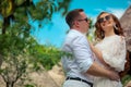 Happy couple enjoys life on a tropical island Royalty Free Stock Photo