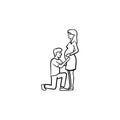 Happy couple expecting a baby hand drawn outline doodle icon. Royalty Free Stock Photo