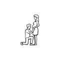 Happy couple expecting a baby hand drawn outline doodle icon. Royalty Free Stock Photo