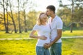 Happy couple expecting baby, pregnant woman with husband, young family and new life concept Royalty Free Stock Photo