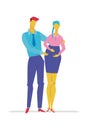 Happy couple expecting a child - flat design style colorful illustration Royalty Free Stock Photo