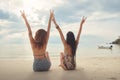 Lovers young couple of girls. On the beach . Concept of LGBT Royalty Free Stock Photo