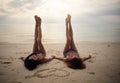 Lovers young couple of girls. On the beach . Concept of LGBT Royalty Free Stock Photo