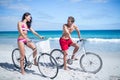 Happy couple going on a bike ride Royalty Free Stock Photo