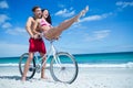 Happy couple going on a bike ride Royalty Free Stock Photo
