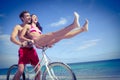 Happy couple going on a bike ride Royalty Free Stock Photo