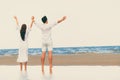 Couple going honeymoon on tropical beach in summer Royalty Free Stock Photo