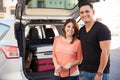 Happy couple going on a road trip Royalty Free Stock Photo