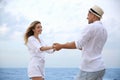 Couple having romantic walk on beach Royalty Free Stock Photo