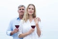 Happy couple holding a glass of red wine Royalty Free Stock Photo