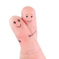 Happy couple hug concept, painted at fingers Royalty Free Stock Photo