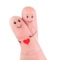 Happy couple hug concept, painted at fingers Royalty Free Stock Photo