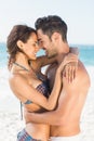 Happy couple hugging on the beach Royalty Free Stock Photo