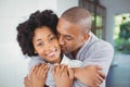 Happy couple hugging in the kitchen Royalty Free Stock Photo