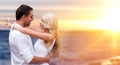 Happy couple hugging over sea background Royalty Free Stock Photo