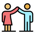 Happy couple icon color outline vector Royalty Free Stock Photo