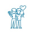 Happy couple linear icon concept. Happy couple line vector sign, symbol, illustration.