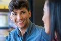 Happy couple looking at eachother and smiling Royalty Free Stock Photo