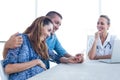 Happy couple looking at ultrasound scan of their baby Royalty Free Stock Photo