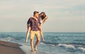 Happy couple in love on beach summer vacations. Royalty Free Stock Photo