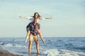 Happy couple in love on beach summer vacations. Royalty Free Stock Photo