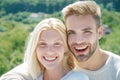 Happy couple in love. Close up photo passionate loving family woman man enjoy spend together. Toothy smile.