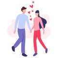 Happy couple in love holding hands. Young people on Valentine day. Royalty Free Stock Photo