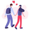 Happy couple in love holding hands. Young people on Valentine day. Royalty Free Stock Photo