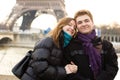 Happy couple in love in Paris