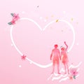 Happy couple lover togather with heart and flower background, wedding card or engagement, engage, valentines day, happiness,